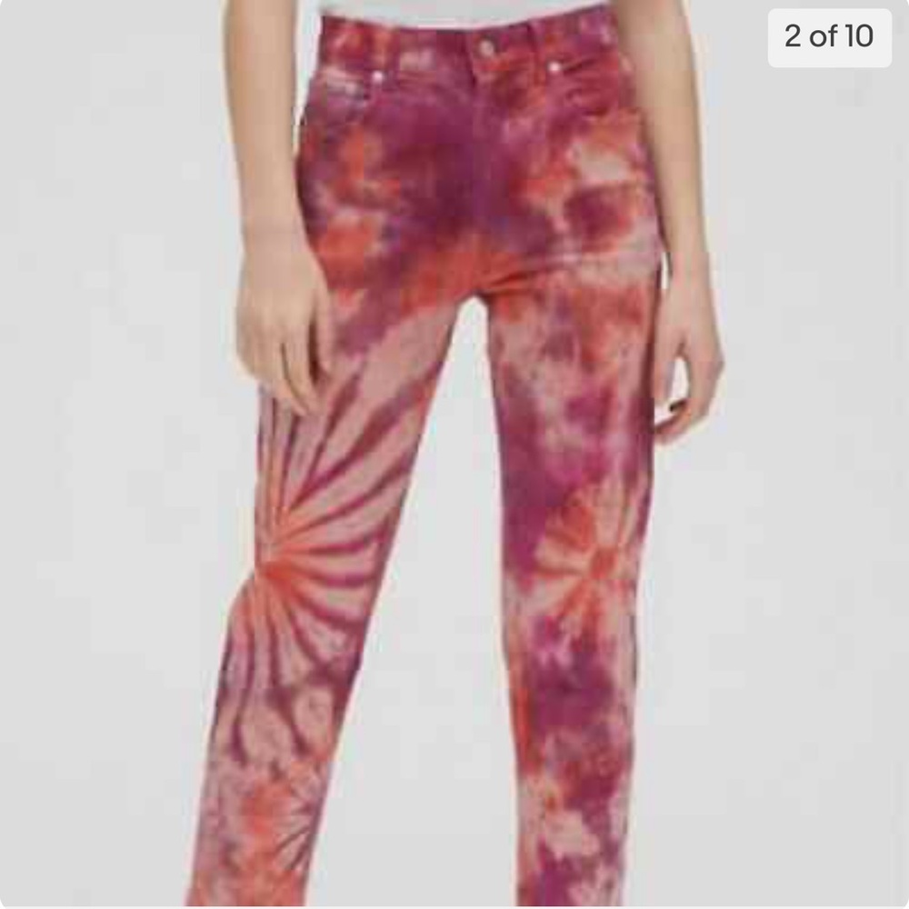 Women’s Tie-Dye Straight Leg Jeans - Red & Purple